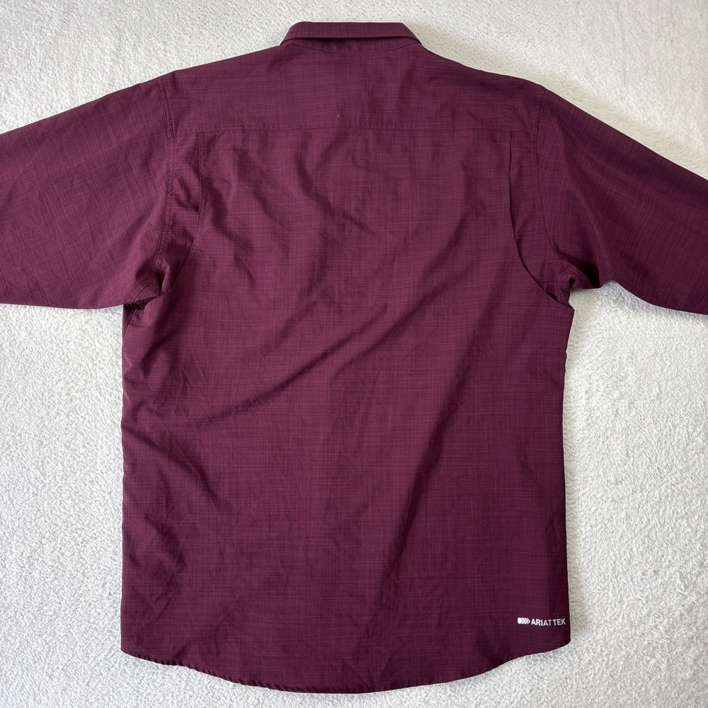 ARIAT Tek Heat Series Mens Long Sleeve Shirt Large Burgundy Lightweight Vented - Picture 3 of 16